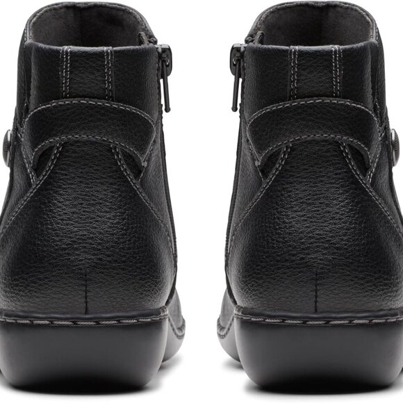 Women's Ankle Boot Leather Tumbled Black Casual Comfort Non-Skid Shoes - Picture 6 of 9